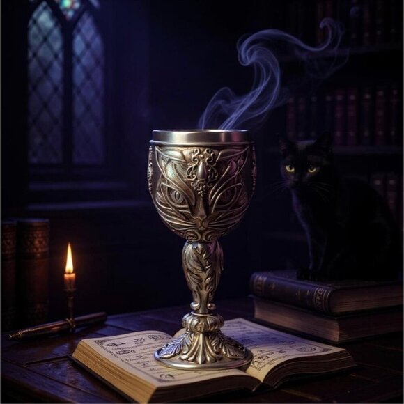 Alchemy Gothic ✦ Sacred Cat Goblet ✦ Bastet Temple Chalice Stainless Insert NWT - Picture 4 of 6